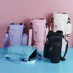 Tumbler Pouch Bag with Adjustable Strap & Pockets | Neoprene Sleeve Cup Holder Pouch ( Random Color )