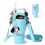 Tumbler Pouch Bag with Adjustable Strap & Pockets | Neoprene Sleeve Cup Holder Pouch ( Random Color )